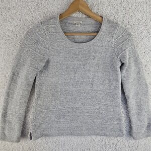 LL Bean Knit 100% Cotton Pullover Gray Sweater Womans Small 292541 Boho Cottage